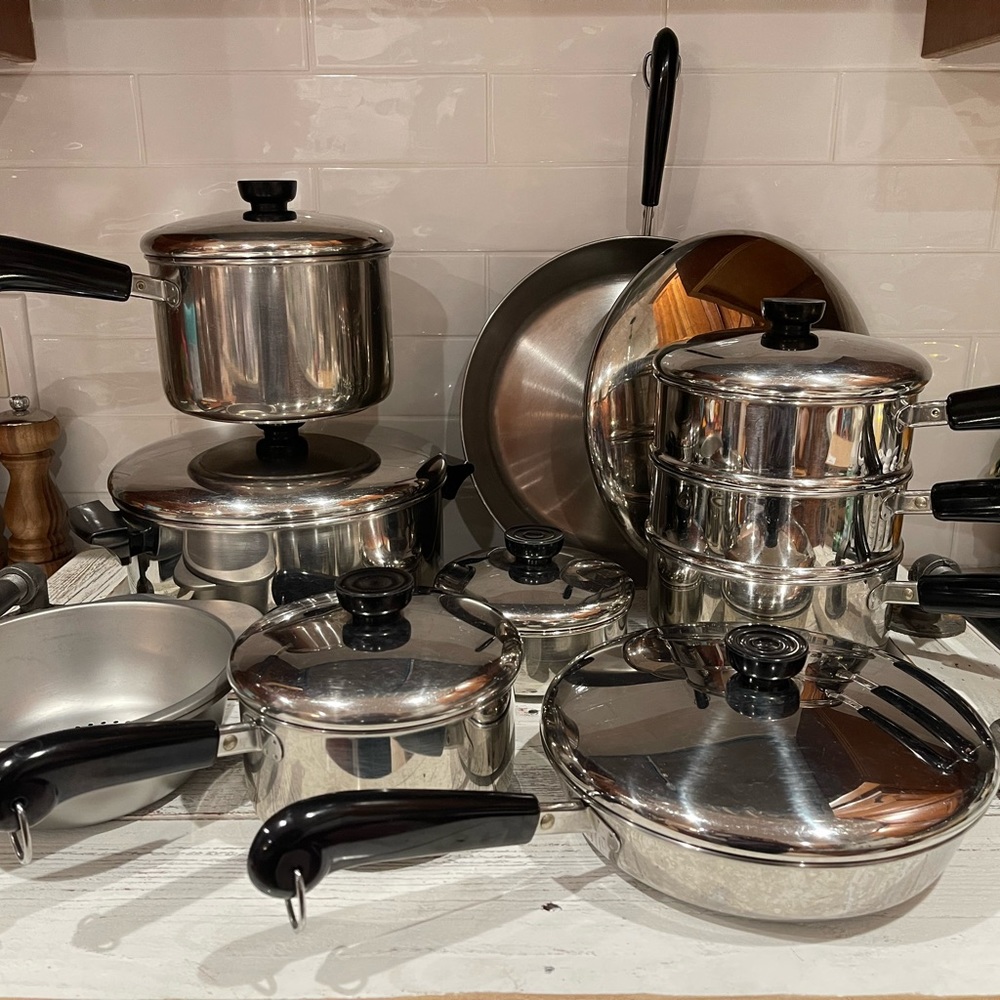 1801 Revere Ware Tri-Ply 18 Piece Set Disk Bottom Pots and Pans Clinton IL Exc